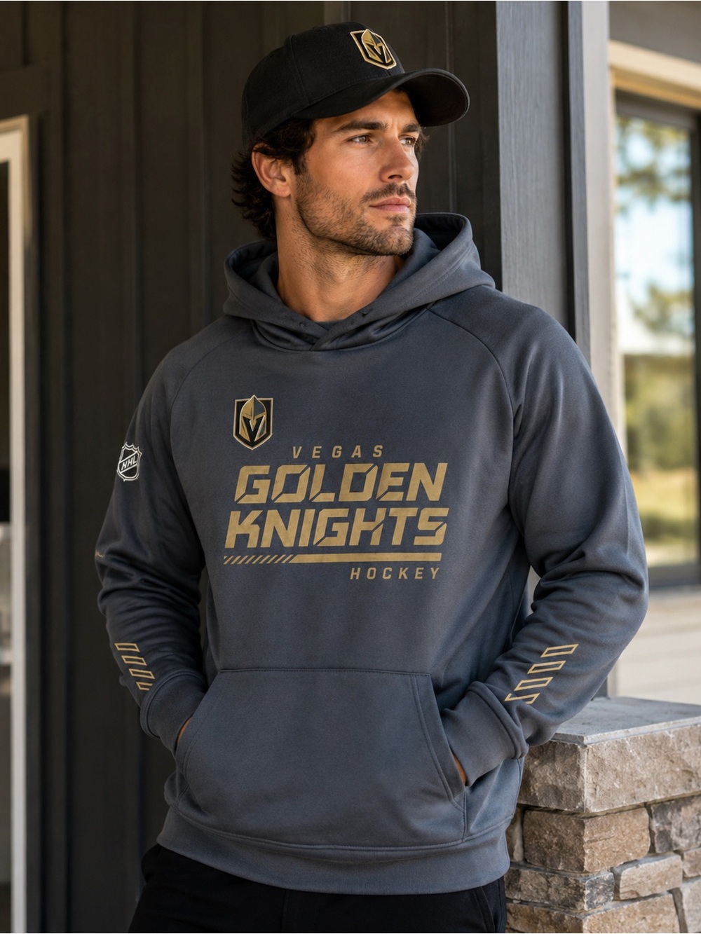 Fanatics Vegas Golden Knights Charcoal Hoodie with Gold Logo
